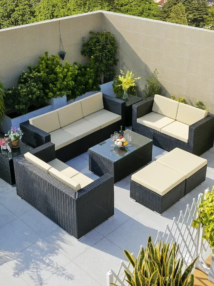 Outdoor sofa, outdoor balcony, three person rattan chair combination, rattan woven furniture, waterproof and sunscreen 
Outdoor sofa, outdoor balcony, three person rattan chair combination, rattan woven furniture, waterproof and sunscreen