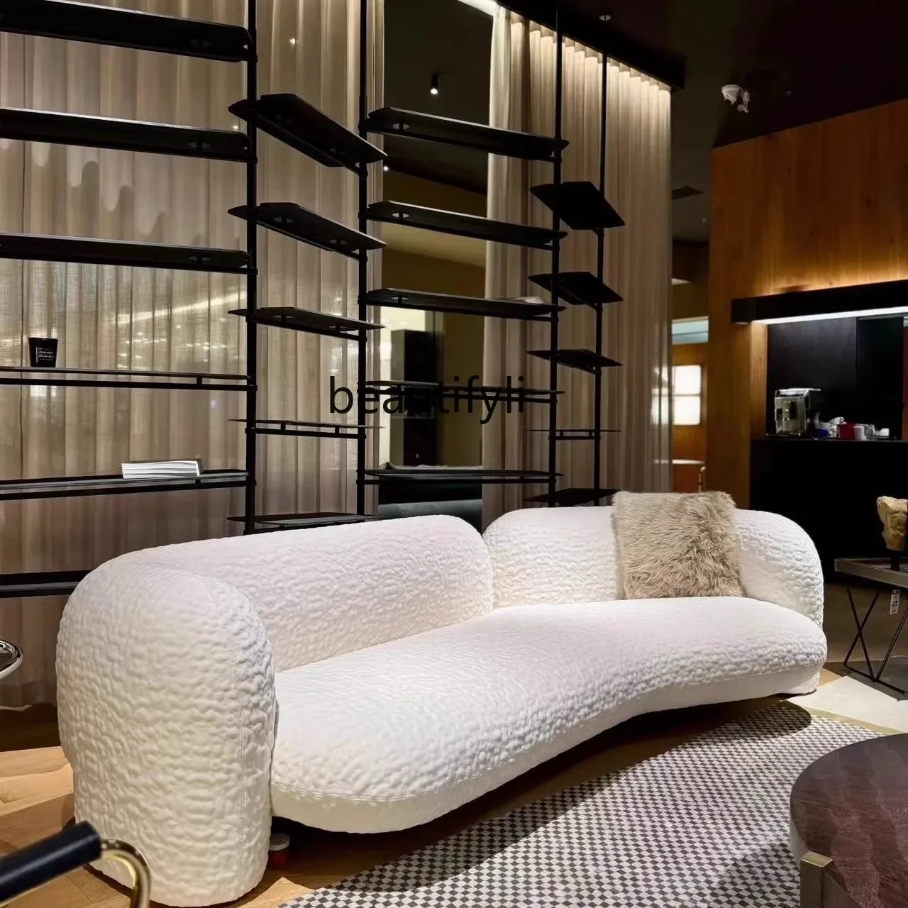 F Nordic modern simple curved sofa designer creative small apartment living room, fabric sofa
F Nordic modern simple curved sofa designer creative small apartment living room, fabric sofa