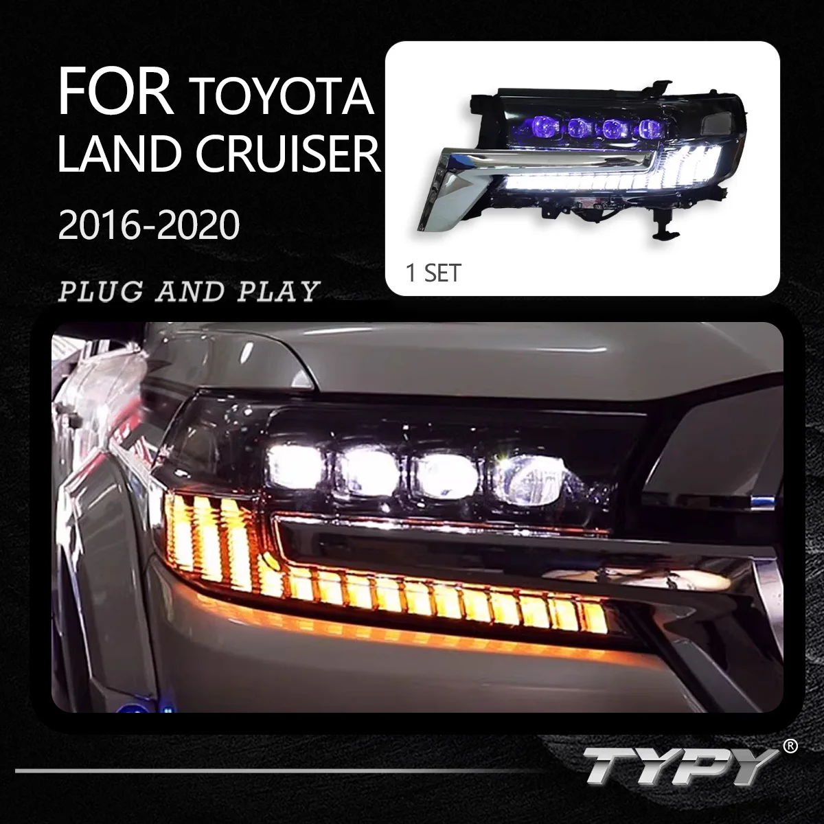 TYPY New LED Head Lamp Upgrade Modified For Toyoto Land Cruiser 2016-2020 Headlight Dynamic Signal Head Lamp Auto Accessories
TYPY New LED Head Lamp Upgrade Modified For Toyoto Land Cruiser 2016-2020 Headlight Dynamic Signal Head Lamp Auto Accessories