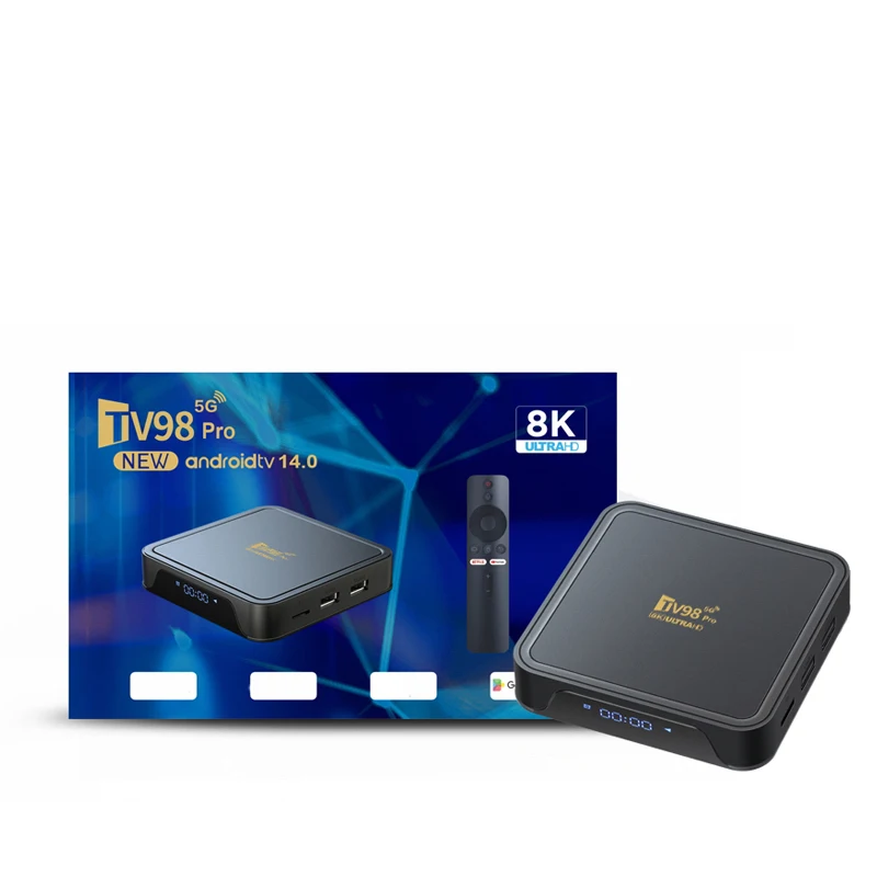 Smart TV BOX Android 14 TV98 Pro Quad Core 5G 4G Dual Wifi6 8GB 128GB Support 8K 4K BT5.0 Voice Assistant PK DQ08 Set top Box
Smart TV BOX Android 14 TV98 Pro Quad Core 5G 4G Dual Wifi6 8GB 128GB Support 8K 4K BT5.0 Voice Assistant PK DQ08 Set top Box