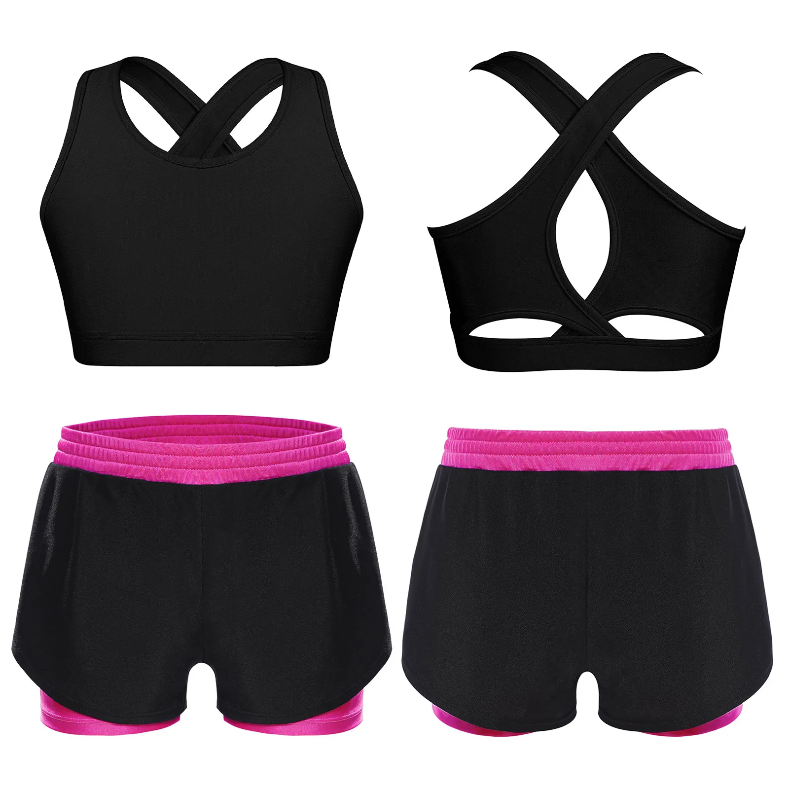 Kids Girls Ballet Dance Sets Sports Outfits Sleeveless Keyhole Cross Back Vest Top with Double-Layer Shorts Yoga Fitness Suit
Kids Girls Ballet Dance Sets Sports Outfits Sleeveless Keyhole Cross Back Vest Top with Double-Layer Shorts Yoga Fitness Suit