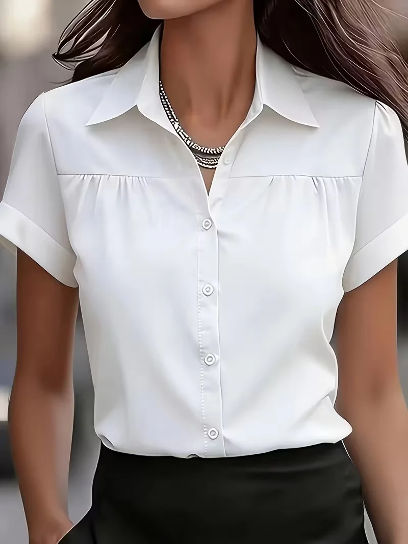 Temperament Loose Woman Shirt Fashion Casual Blouse Elegant short Sleeve Woman Shirt Holiday Weekend Top
Temperament Loose Woman Shirt Fashion Casual Blouse Elegant short Sleeve Woman Shirt Holiday Weekend Top