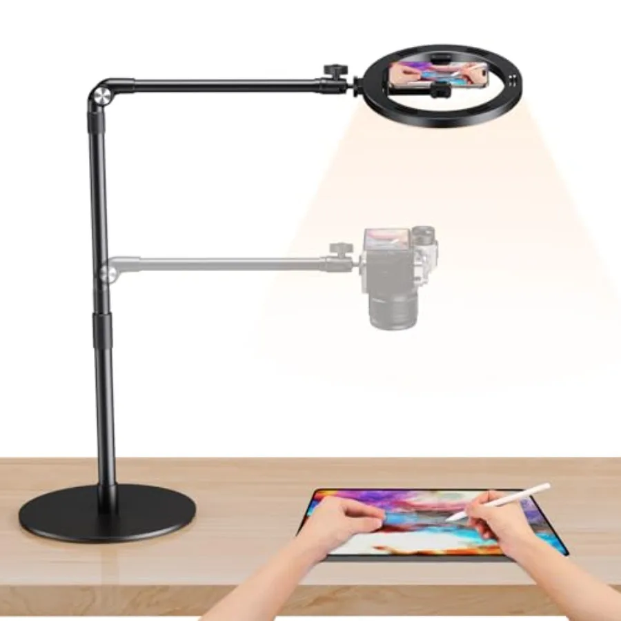 Overhead Phone Mount with Light for Video Recording, Adjustable Ring and Phone Holder, Heavy Duty Overhead Camera Mount Tripod
Overhead Phone Mount with Light for Video Recording, Adjustable Ring and Phone Holder, Heavy Duty Overhead Camera Mount Tripod