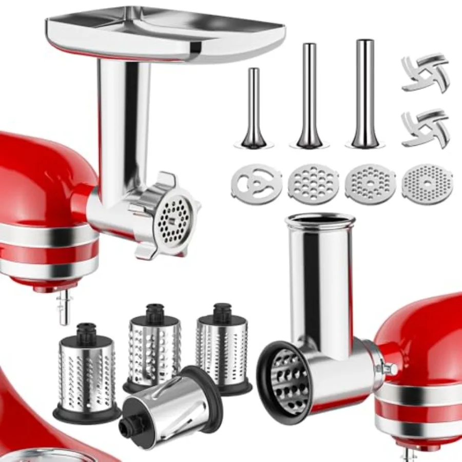 Meat Grinder and Stainless Steel Cheese Grater Attachment for Stand Mixer - 2 Pcs Kitchen Aid Accessories and Attachments Incl
Meat Grinder and Stainless Steel Cheese Grater Attachment for Stand Mixer - 2 Pcs Kitchen Aid Accessories and Attachments Incl