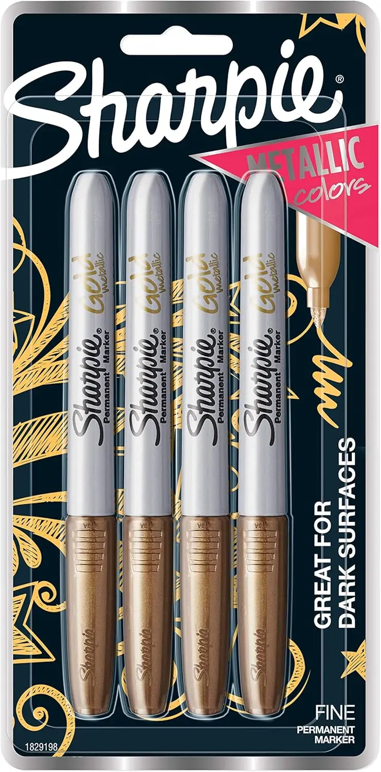 Metallic Gold Permanent Marker, Fine Point, 4 Pack
Metallic Gold Permanent Marker, Fine Point, 4 Pack