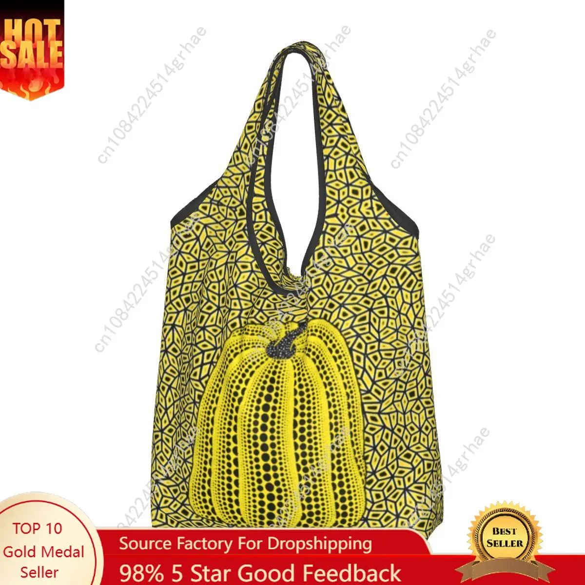 Reusable Yayoi Kusama Dots Pumpkin Infinite Nets Grocery Bag Foldable Washable Shopping Bag Extra Large Folding Tote Storage Bag
Reusable Yayoi Kusama Dots Pumpkin Infinite Nets Grocery Bag Foldable Washable Shopping Bag Extra Large Folding Tote Storage Bag
