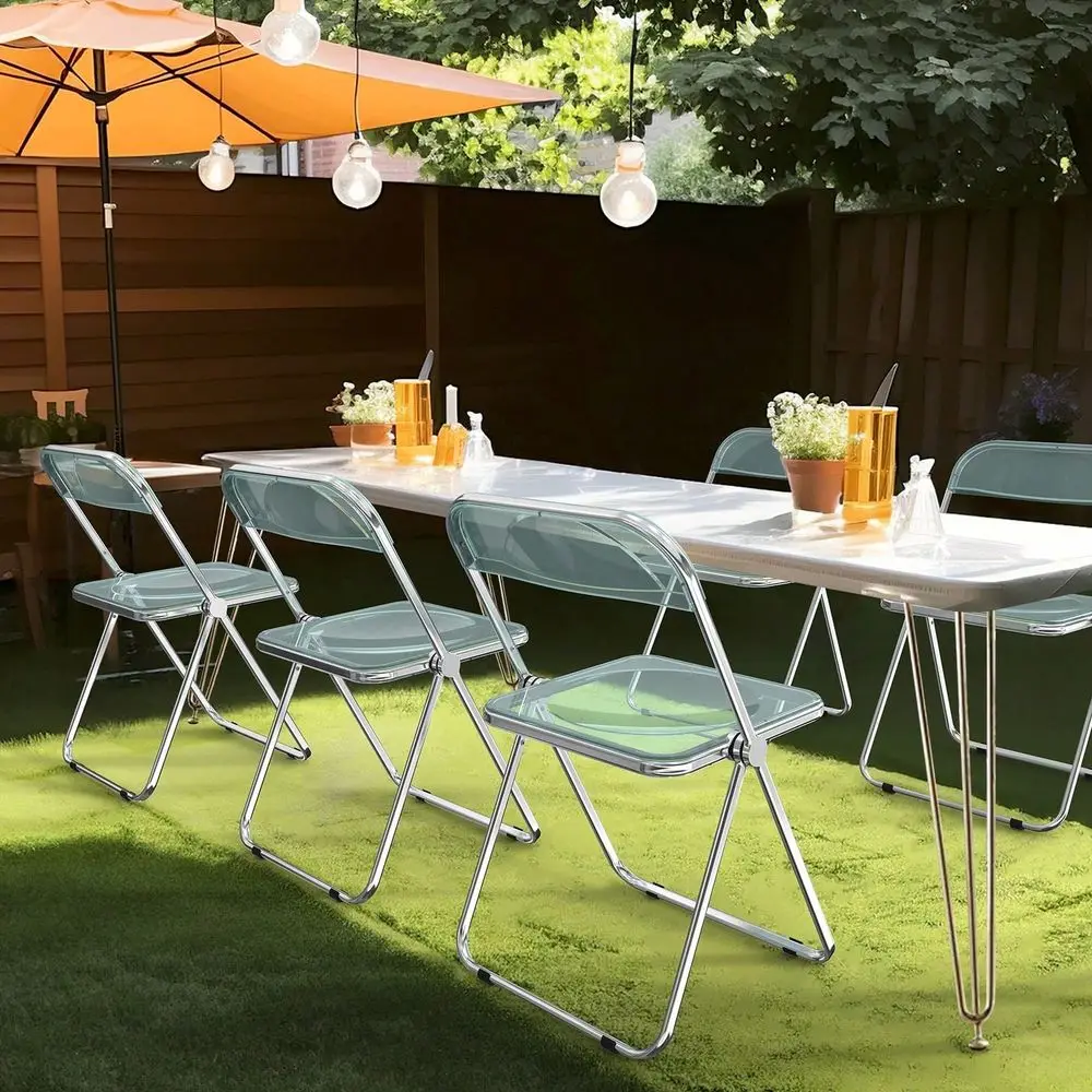 Foldable Patio Plastic Folding Chairs White Transparent Orange Transparent Pink Transparent Blue Transparent
Foldable Patio Plastic Folding Chairs White Transparent Orange Transparent Pink Transparent Blue Transparent