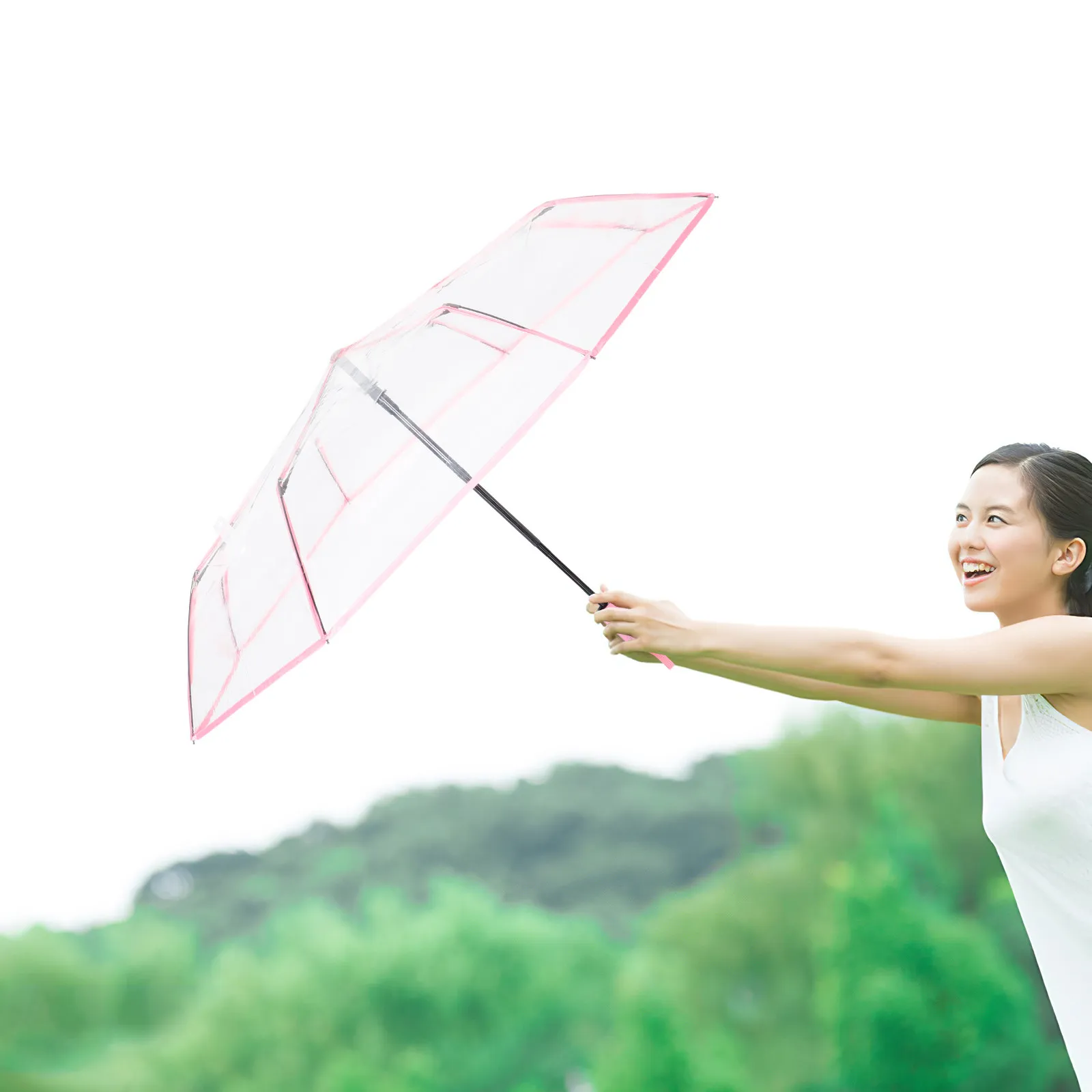 Clear Compact Automatic Folding Umbrella Transparent Travel Lightweight Portable Three Fold Windproof Umbrella
Clear Compact Automatic Folding Umbrella Transparent Travel Lightweight Portable Three Fold Windproof Umbrella