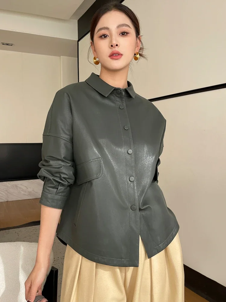 Casual Genuine Leather Shirt Jackets for Women Spring Autumn 2026 New High-end Simple Solid Loose Soft Real Sheepskin Coat
Casual Genuine Leather Shirt Jackets for Women Spring Autumn 2026 New High-end Simple Solid Loose Soft Real Sheepskin Coat