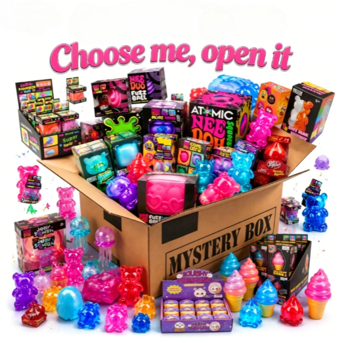 Random Squishy Toy Mystery Box, Multiple Styles Soft Squeeze Stress Relief Toys, Cute Animal Dessert Textured Squishy Sensory Fidget Toy, Surprise Blind Box for Kids Teens Adults
Random Squishy Toy Mystery Box, Multiple Styles Soft Squeeze Stress Relief Toys, Cute Animal Dessert Textured Squishy Sensory Fidget Toy, Surprise Blind Box for Kids Teens Adults
