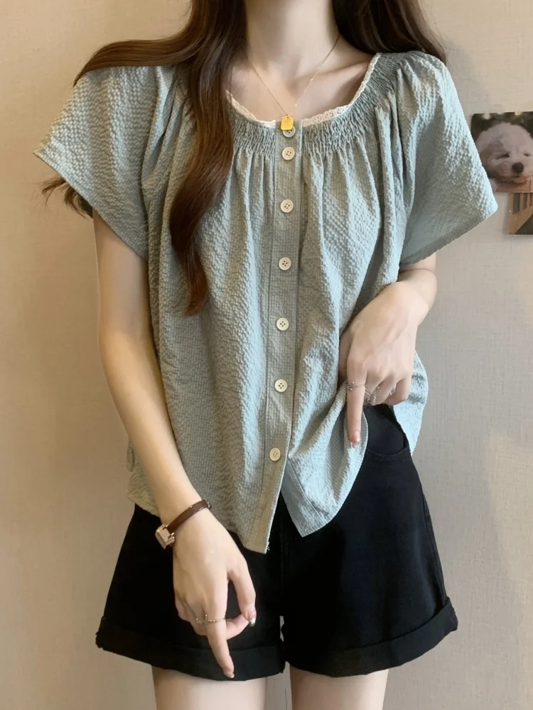 Slimming Short Sleeve Chiffon Shirt Women's Summer plus Size Beautiful Design Cover Stomach Casual Korean Style round Neck Bu...
Slimming Short Sleeve Chiffon Shirt Women's Summer plus Size Beautiful Design Cover Stomach Casual Korean Style round Neck Bu...