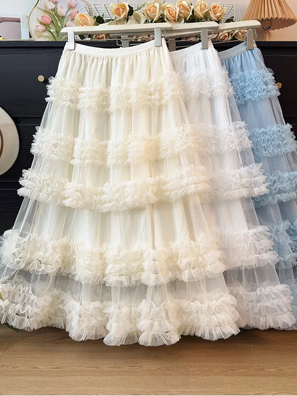Summer New High Waist Puffy Half Skirt Women's Loose Layered Cake Skirt Mesh Splicing Style Korean Fashion Baking Skirt
Summer New High Waist Puffy Half Skirt Women's Loose Layered Cake Skirt Mesh Splicing Style Korean Fashion Baking Skirt