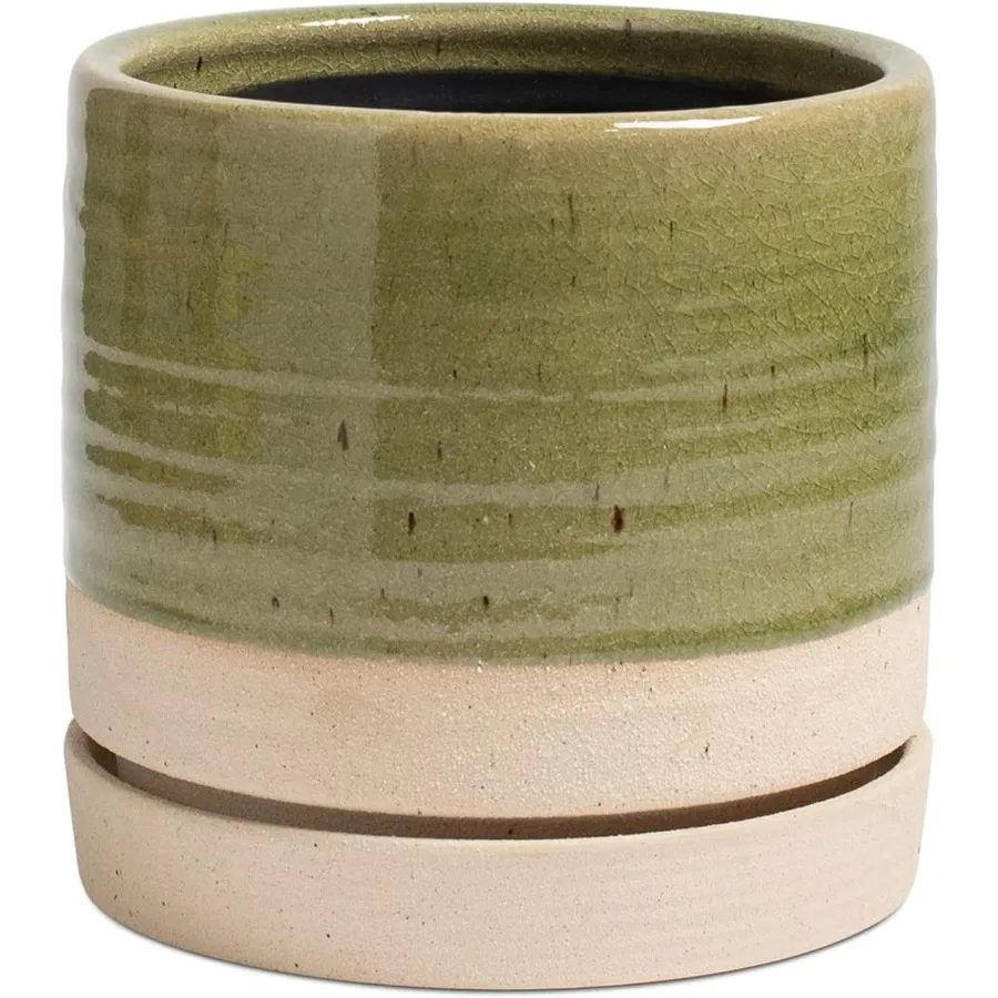 6 Inch Plant Pots Ceramic Planter Pot with Drainage Hole Saucer Indoor Outdoor Cylinder Round Planter Pot Green Beige
6 Inch Plant Pots Ceramic Planter Pot with Drainage Hole Saucer Indoor Outdoor Cylinder Round Planter Pot Green Beige