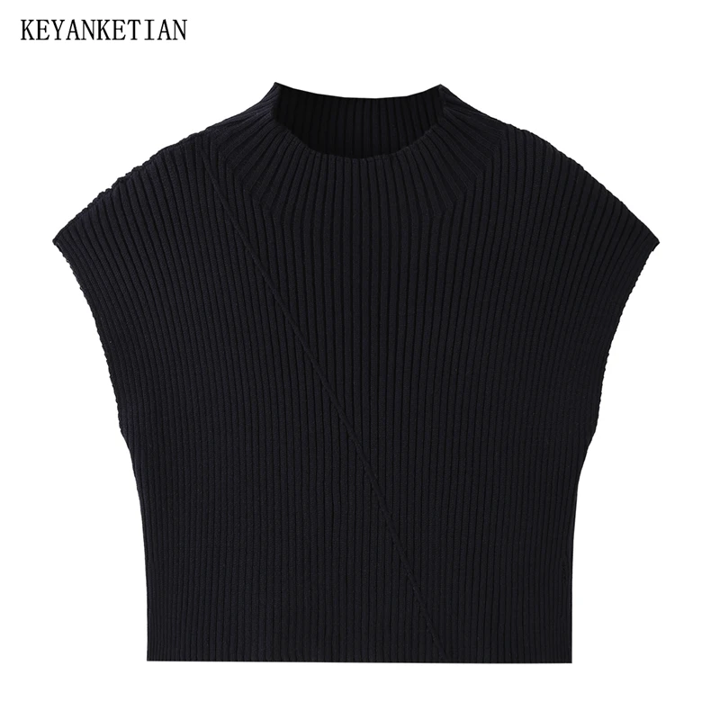 Женский черный трикотажный топ-безрукавка KEYANKETIAN 2026, весна, новинка, простой стиль, воротник-стойка, без рукавов, пуловер, жилет
Женский черный трикотажный топ-безрукавка KEYANKETIAN 2026, весна, новинка, простой стиль, воротник-стойка, без рукавов, пуловер, жилет