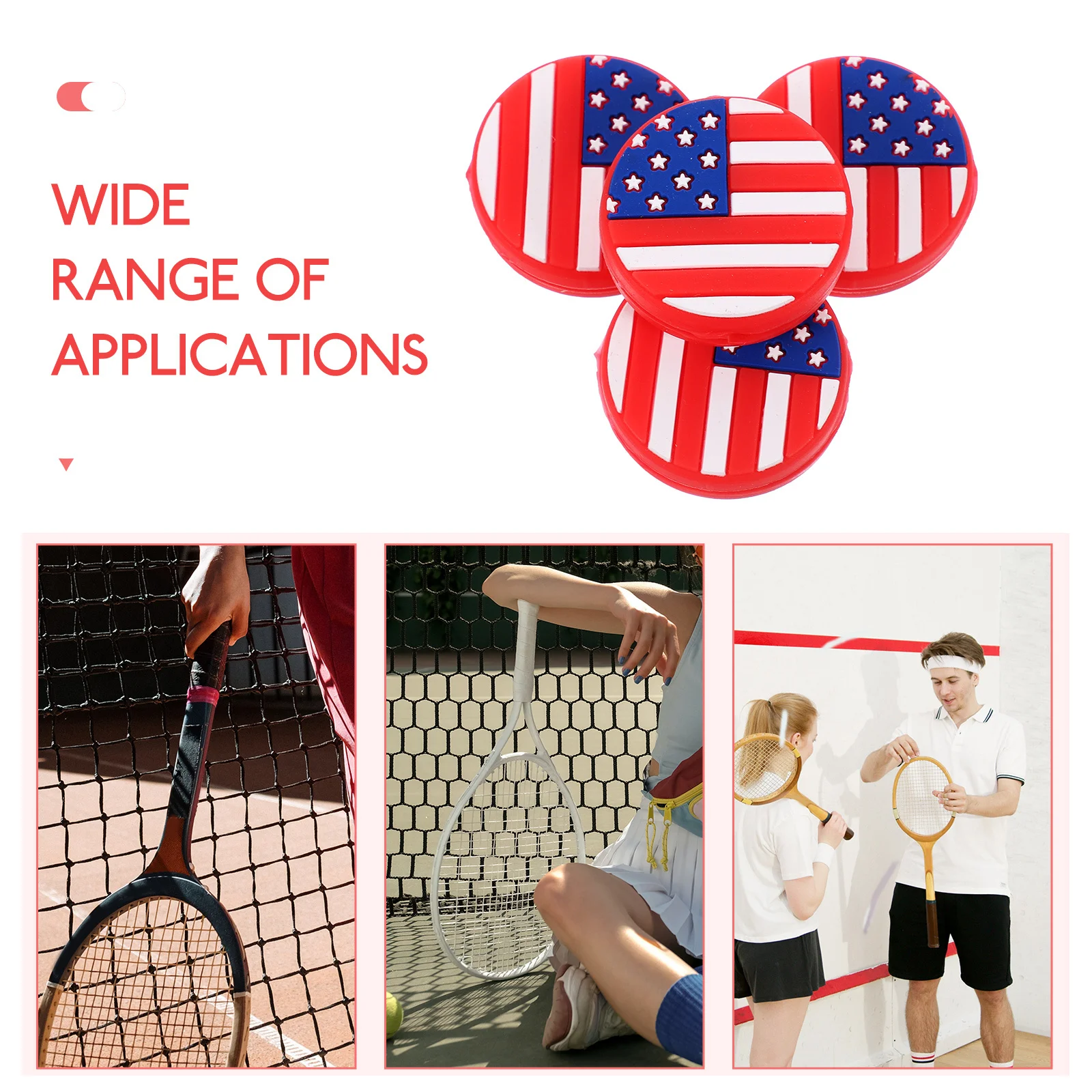 4Pcs Silicone Tennis Racket Dampeners Us Flag Pattern Reduce Vibration Improve Control Comfort All Rackets Players
4Pcs Silicone Tennis Racket Dampeners Us Flag Pattern Reduce Vibration Improve Control Comfort All Rackets Players