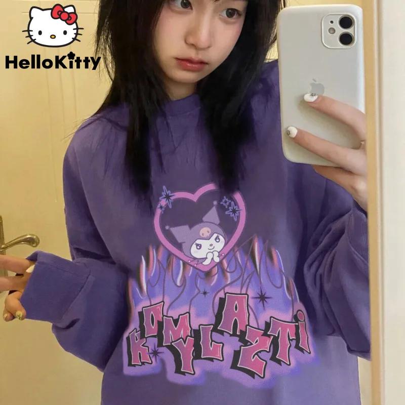 Sanrio Kuromi New Aesthetic Harajuku Round Neck Tops Anime Loose Sweatshirts Women Soft Fashion Pullovers Y2k Couple Clothes
Sanrio Kuromi New Aesthetic Harajuku Round Neck Tops Anime Loose Sweatshirts Women Soft Fashion Pullovers Y2k Couple Clothes