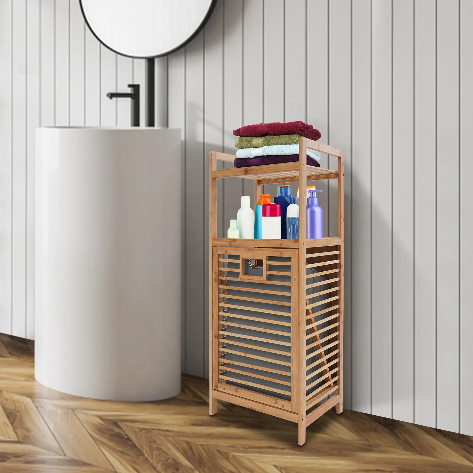 37.4 " Tall Bathroom Laundry Cabinet Bamboo Tilt-Out Laundry Hamper Organizer
37.4 " Tall Bathroom Laundry Cabinet Bamboo Tilt-Out Laundry Hamper Organizer