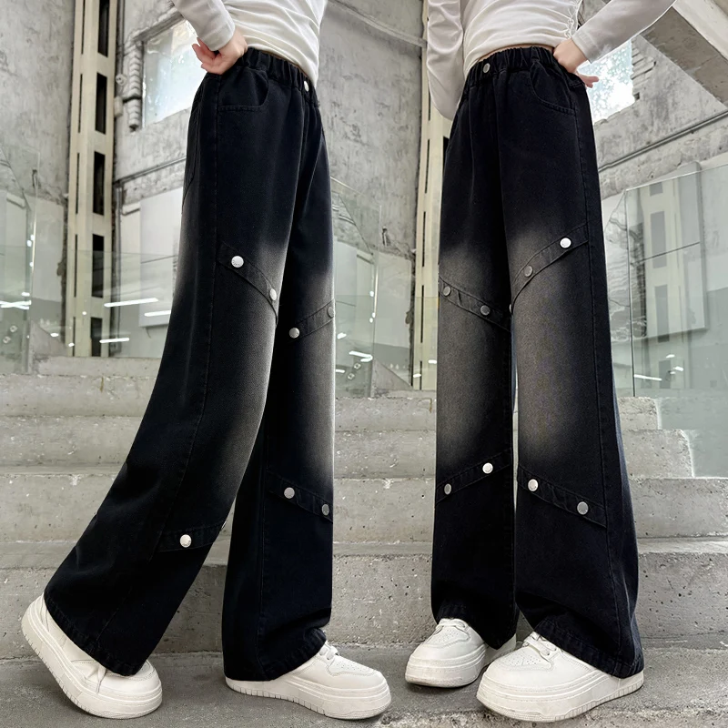 Spring Autumn Kids Luxury Designer Straight Fit Black Jeans with Rivets for Girls Casual Trousers Children New Style Denim Pants
Spring Autumn Kids Luxury Designer Straight Fit Black Jeans with Rivets for Girls Casual Trousers Children New Style Denim Pants