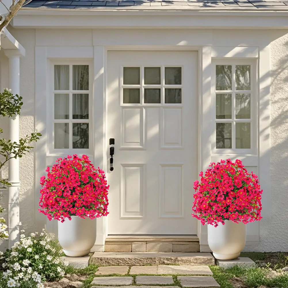 1.97FT Artificial Trees With Ground Spike Set Of 2, Weather-Resistant Faux Shrubs Bushes Potted Plants With Flowers For Outdoor 
1.97FT Artificial Trees With Ground Spike Set Of 2, Weather-Resistant Faux Shrubs Bushes Potted Plants With Flowers For Outdoor