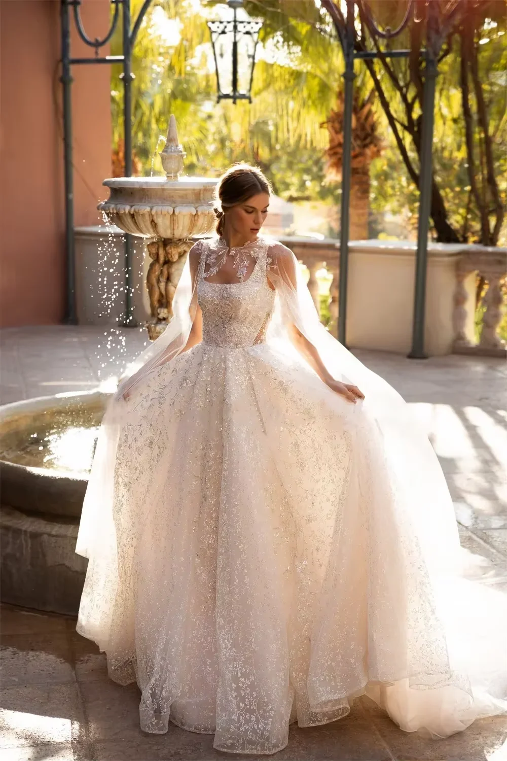 Customized Sparkling Glitter A-line Wedding Dress Square Collar Lace Stickers Sleeveless Bridal Dress Robe vestidos de novia
Customized Sparkling Glitter A-line Wedding Dress Square Collar Lace Stickers Sleeveless Bridal Dress Robe vestidos de novia