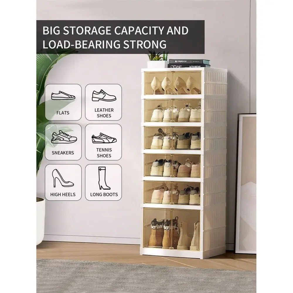 Foldable Shoe Rack Organizer For Closet 12Pairs Plastic Shoe Shelf Collapsible Shoes Storage Box Clear Shoe Boxes Stackable Wit
Foldable Shoe Rack Organizer For Closet 12Pairs Plastic Shoe Shelf Collapsible Shoes Storage Box Clear Shoe Boxes Stackable Wit