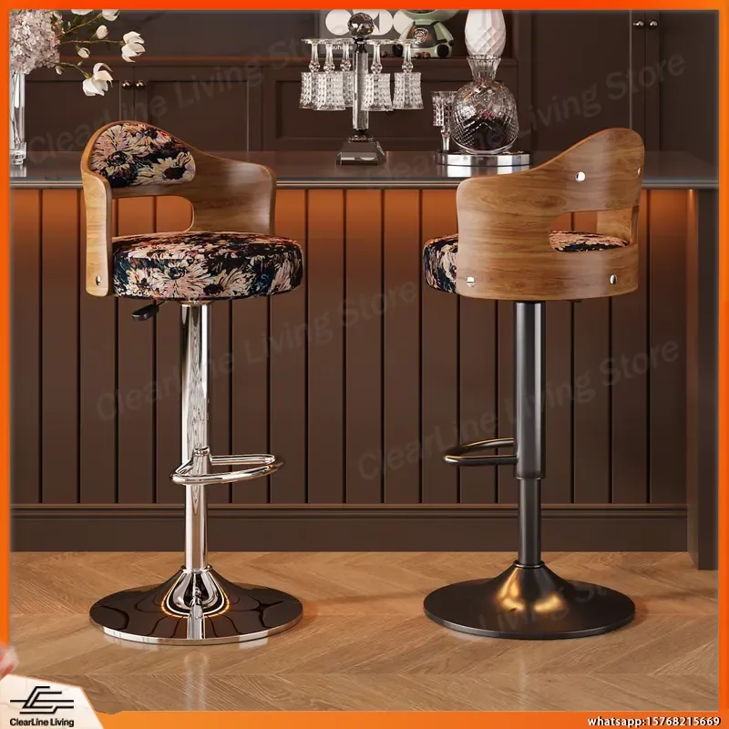 Medieval Style Wooden Backrest Bar Stool with Floral Fabric Seat Cushion Adjustable Height Swivel Counter Chair for Kitchen
Medieval Style Wooden Backrest Bar Stool with Floral Fabric Seat Cushion Adjustable Height Swivel Counter Chair for Kitchen