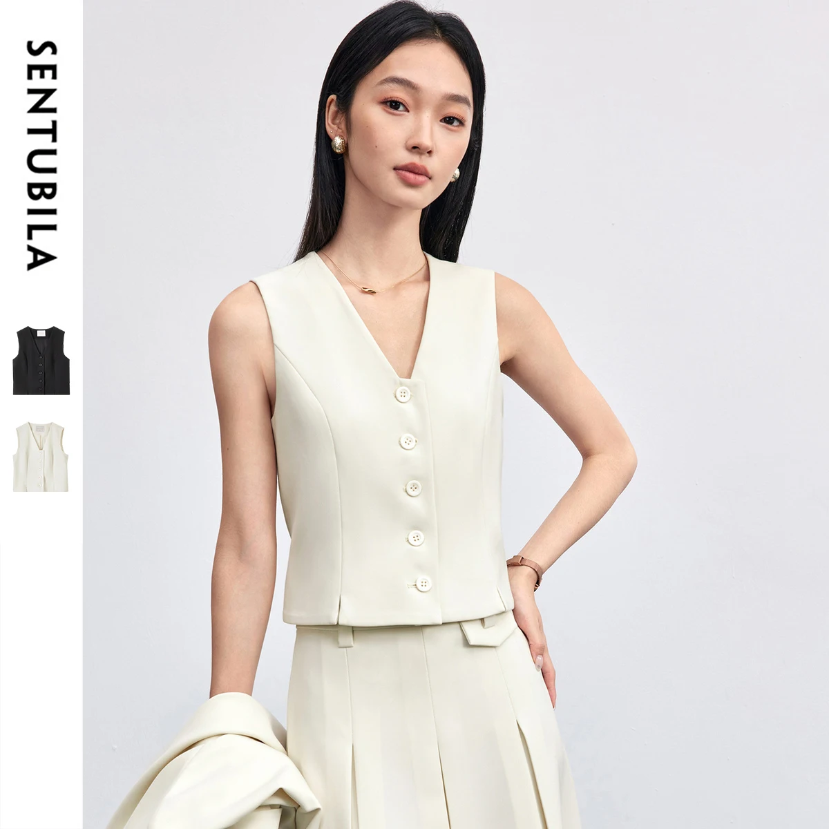 SENTUBILA Women's Suit Vest 2025 Autumn V-neck Square Placket Design Belt Design Single-breasted Waistcoats Tops 153JA2259
SENTUBILA Women's Suit Vest 2025 Autumn V-neck Square Placket Design Belt Design Single-breasted Waistcoats Tops 153JA2259