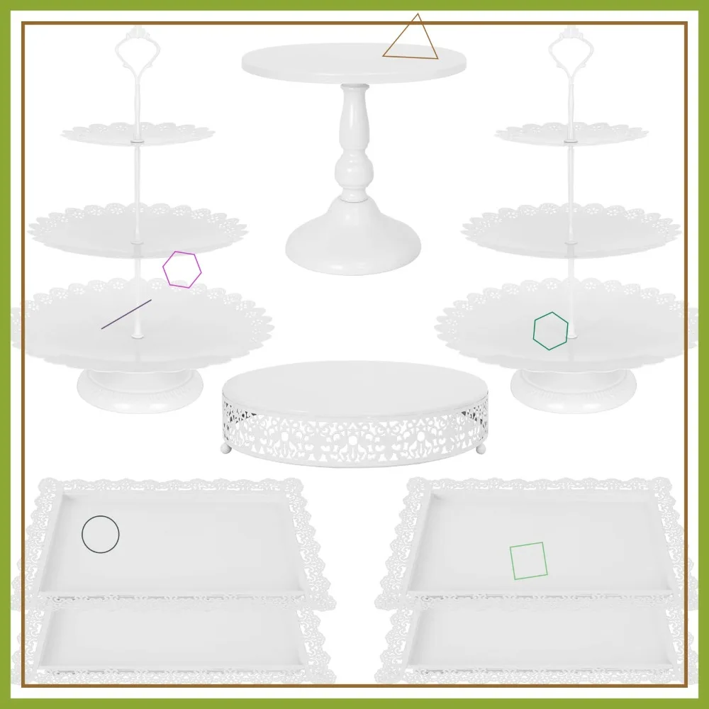 8 Pcs White Metal Cake Stand Set, 3-Tier Cupcake Display Tower with Cookie Tray for Birthday Wedding Baby Shower
8 Pcs White Metal Cake Stand Set, 3-Tier Cupcake Display Tower with Cookie Tray for Birthday Wedding Baby Shower