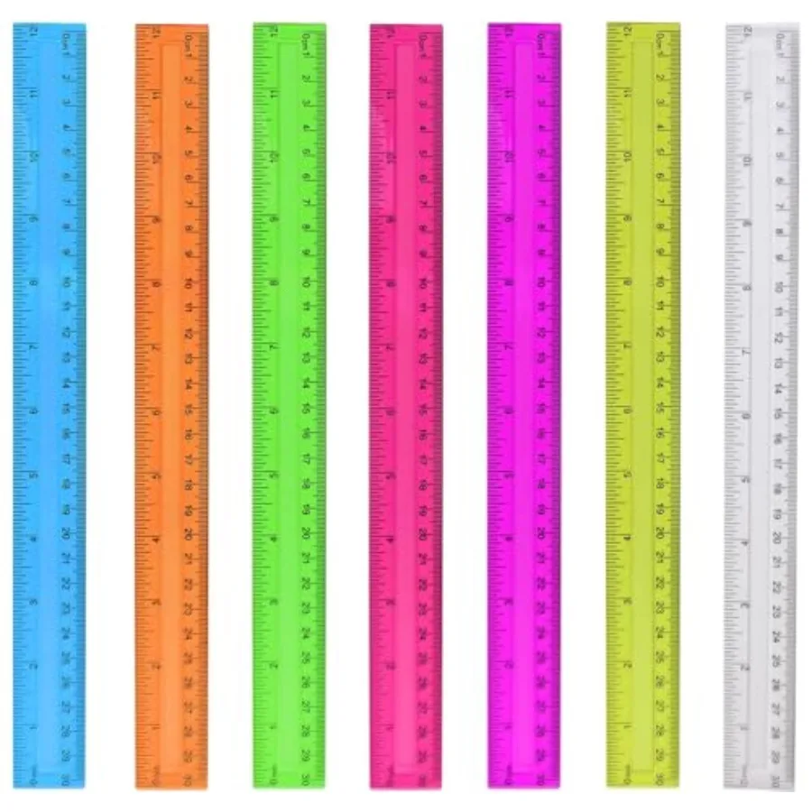 7PCS Clear Plastic Ruler for School Home Office Use, Assorted Colors, Precision Inch Measurement, Durable Transparent Material
7PCS Clear Plastic Ruler for School Home Office Use, Assorted Colors, Precision Inch Measurement, Durable Transparent Material