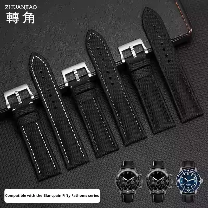 New style nylon front genuine leather back 23mm watch strap for Blancpain Fifty Fathoms series watch band wrist bracelet
New style nylon front genuine leather back 23mm watch strap for Blancpain Fifty Fathoms series watch band wrist bracelet