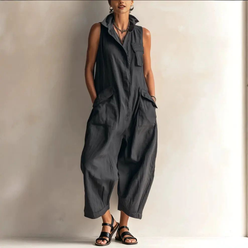 Jumpsuits Women 2026 Rompers Summer Sleeveless Lapel Loose Comfortable Solid Pocket Vacation Casual Jumpsuits Women's Clothing
Jumpsuits Women 2026 Rompers Summer Sleeveless Lapel Loose Comfortable Solid Pocket Vacation Casual Jumpsuits Women's Clothing