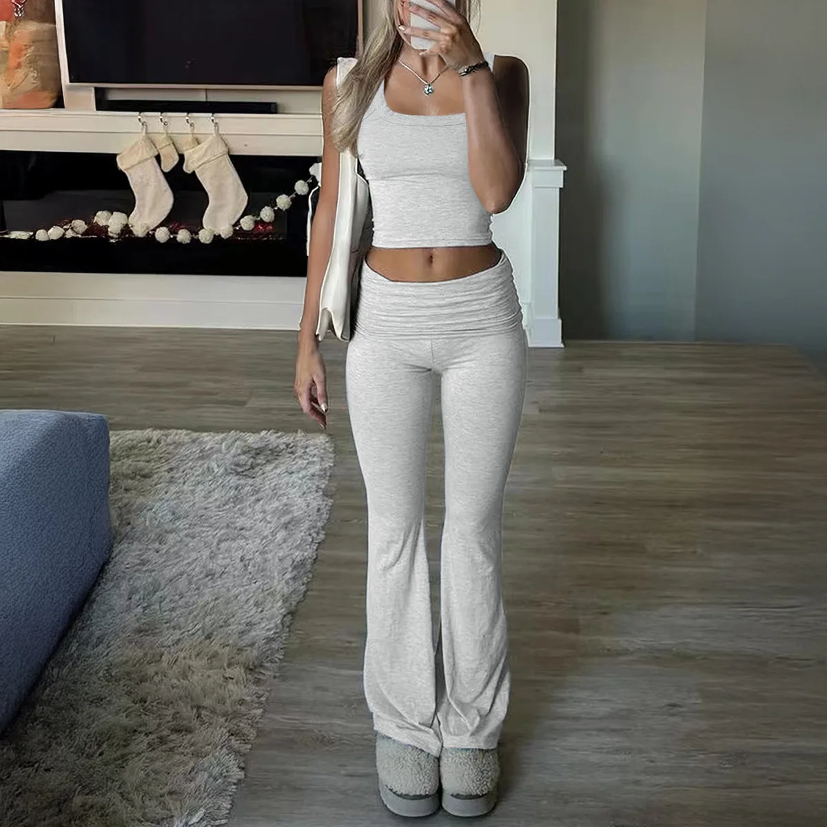 Лето 2022, Y2K, повседневный спортивный стиль, однотонный вязаный жилет, комплект длинных брюк, женская одежда 
Лето 2022, Y2K, повседневный спортивный стиль, однотонный вязаный жилет, комплект длинных брюк, женская одежда