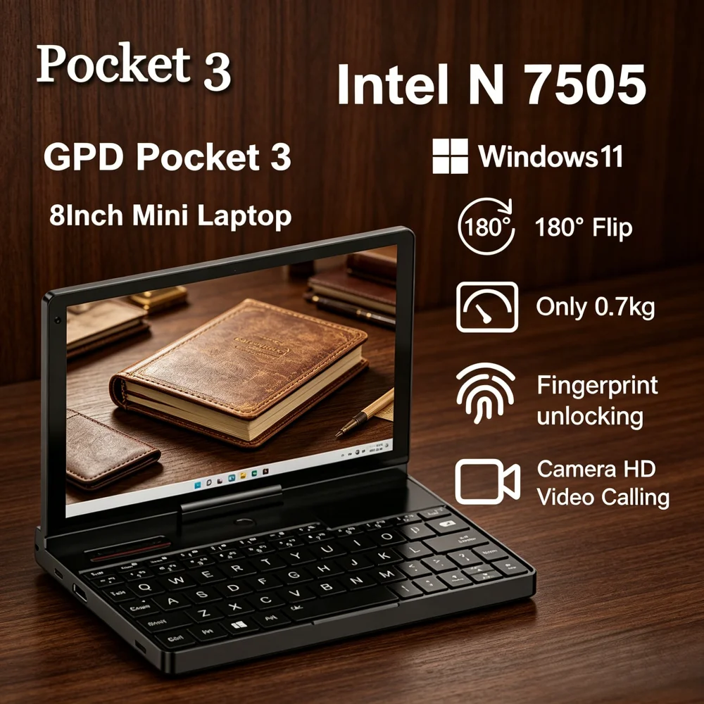 GPD Pocket 3 Windows 11 Mini PC 8' 1920x1200 Touchscreen Modular Notebook 7505 Portable Laptop for Gaming And Entertainment
GPD Pocket 3 Windows 11 Mini PC 8' 1920x1200 Touchscreen Modular Notebook 7505 Portable Laptop for Gaming And Entertainment