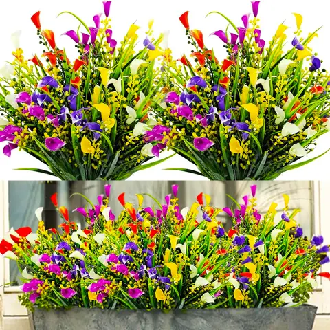 10/20 Pcs Indoor/Outdoor Calla Lily Artificial Flowers, Colorful UV-resistant Plastic Material for Home Garden, Planters, Porch