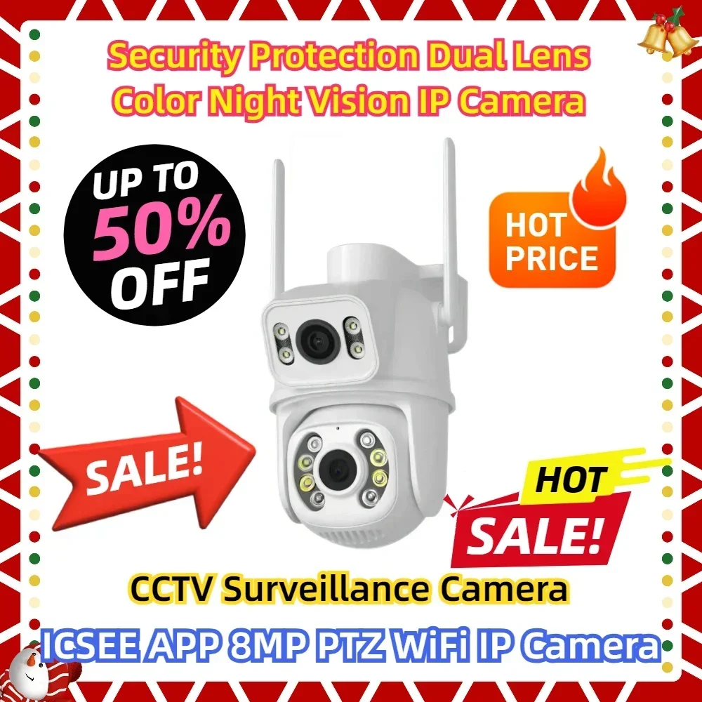 Security Protection Dual Lens Color Night Vision IP Camera CCTV Surveillance Camera ICSEE APP 8MP PTZ WiFi IP Camera
Security Protection Dual Lens Color Night Vision IP Camera CCTV Surveillance Camera ICSEE APP 8MP PTZ WiFi IP Camera