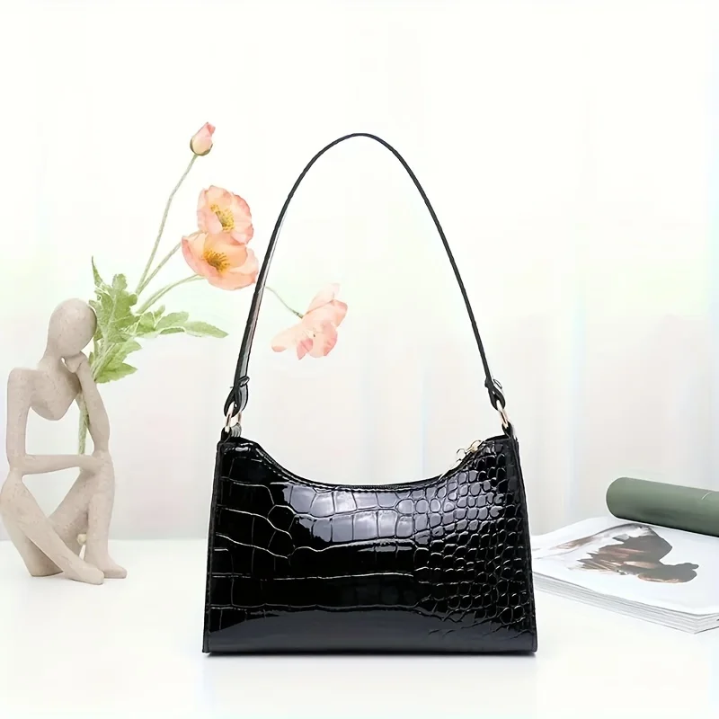 New Style Women's Crocodile Pattern Casual Shoulder Bag, Large Capacity Crescent Bag, Fashionable Wallet, Underarm Bag, High-End Handbag for Women
New Style Women's Crocodile Pattern Casual Shoulder Bag, Large Capacity Crescent Bag, Fashionable Wallet, Underarm Bag, High-End Handbag for Women