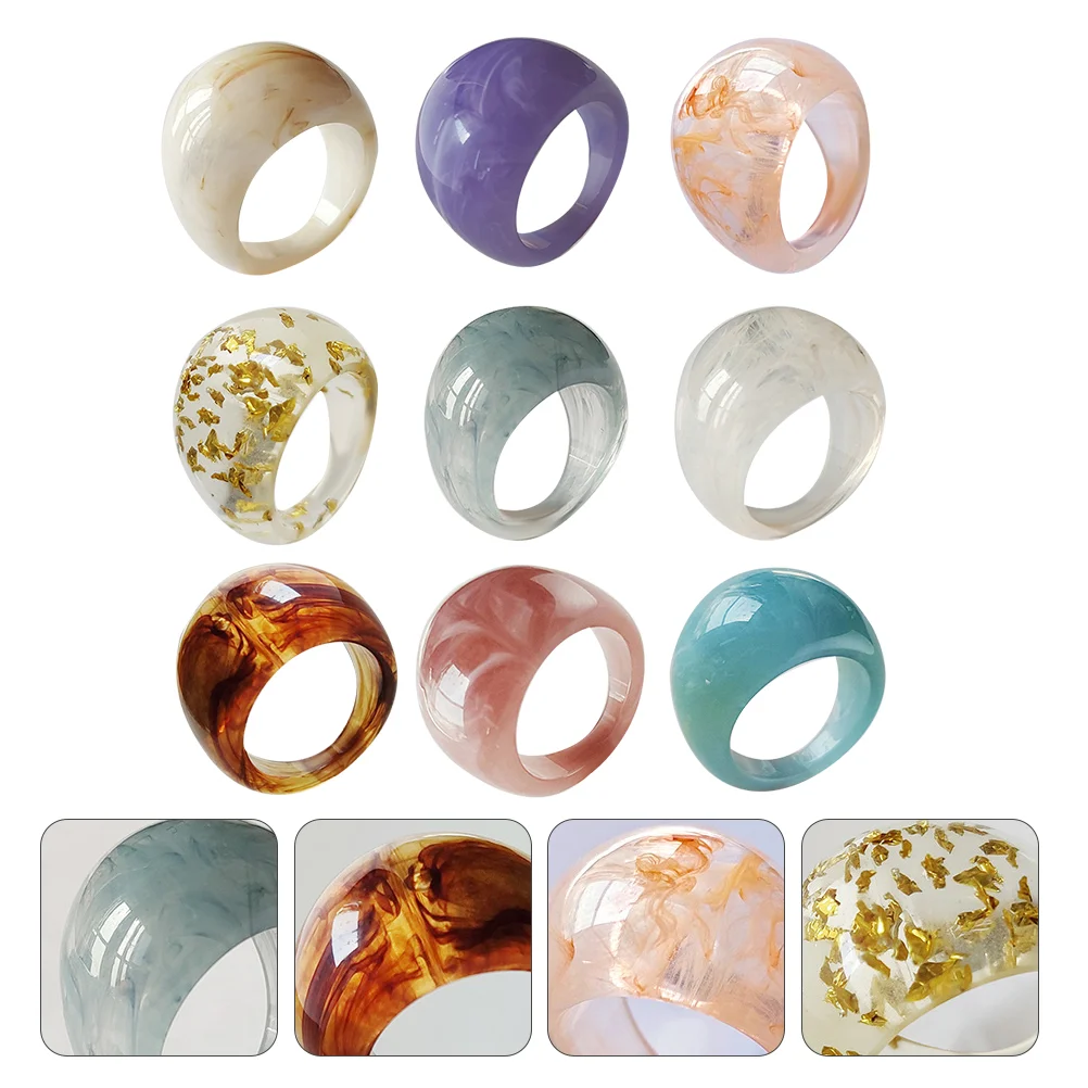 9 Pcs Resin Ring Vintage Rings Finger Decor Stylish Dome Knuckle Jewelry Fashion Acrylic Decoration Unique Miss Personality
9 Pcs Resin Ring Vintage Rings Finger Decor Stylish Dome Knuckle Jewelry Fashion Acrylic Decoration Unique Miss Personality