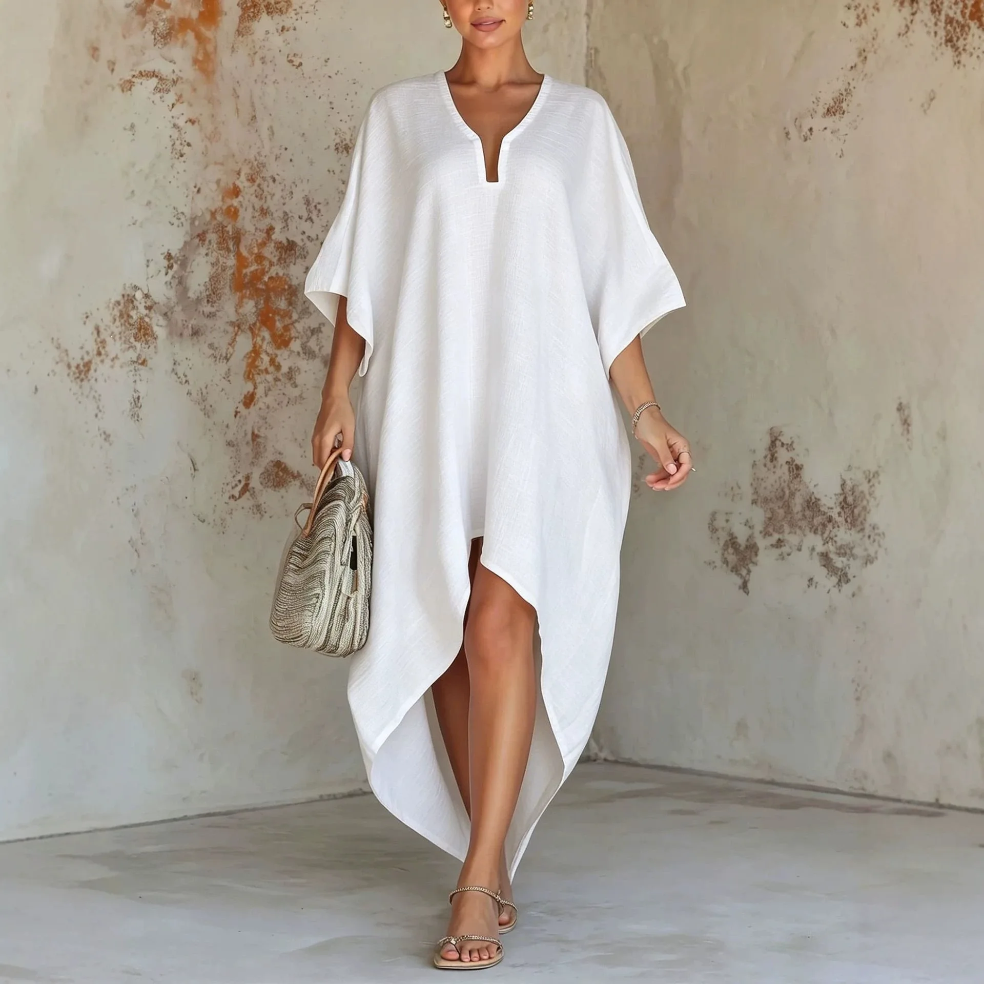 Summer V Neck Loose Beach Cover Up Dress Dresses Casual Long Robe Blouse Tops
Summer V Neck Loose Beach Cover Up Dress Dresses Casual Long Robe Blouse Tops