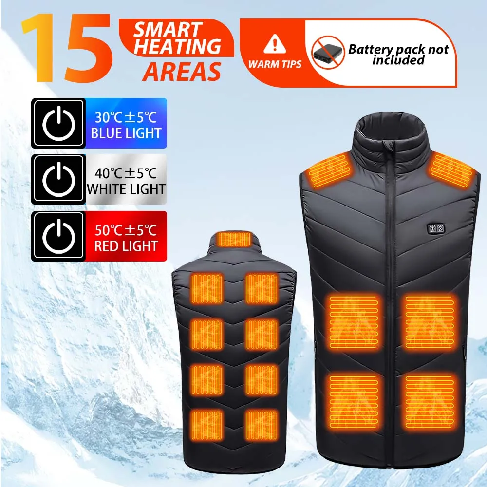 15 Areas Heated Vest Men Women Electric Heated Jacket Intelligent USB Electric Heating Thermal Warm Clothes Winter Outdoor Vest
15 Areas Heated Vest Men Women Electric Heated Jacket Intelligent USB Electric Heating Thermal Warm Clothes Winter Outdoor Vest