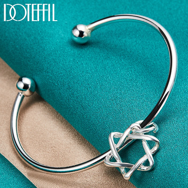 DOTEFFIL 925 Sterling Silver Double Beads Star Cuff Bangle Bracelet For Man Woman Wedding Engagement Fashion Charm Jewelry
DOTEFFIL 925 Sterling Silver Double Beads Star Cuff Bangle Bracelet For Man Woman Wedding Engagement Fashion Charm Jewelry