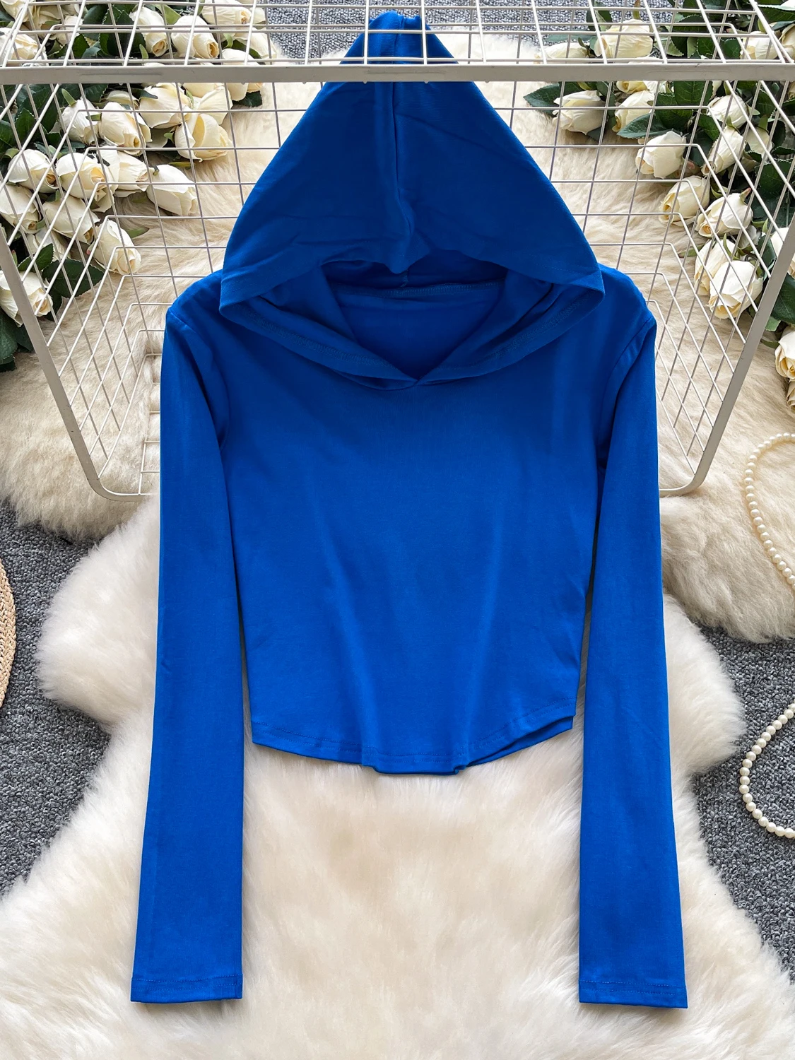 Korean Sle Spor Women's ort Sve T-irt with Hood Pure Color Casual Faionable Autumn Wear Polyester Fiber
Korean Sle Spor Women's ort Sve T-irt with Hood Pure Color Casual Faionable Autumn Wear Polyester Fiber