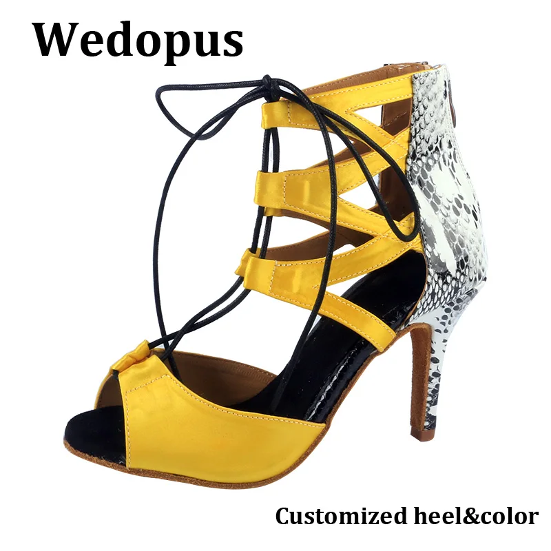 Wedopus Yellow PU Heels Boots for Dancing Lace-up Salsa Ballroom Dance Shoes Boots Suede Soft Bottom 8.5CM
Wedopus Yellow PU Heels Boots for Dancing Lace-up Salsa Ballroom Dance Shoes Boots Suede Soft Bottom 8.5CM