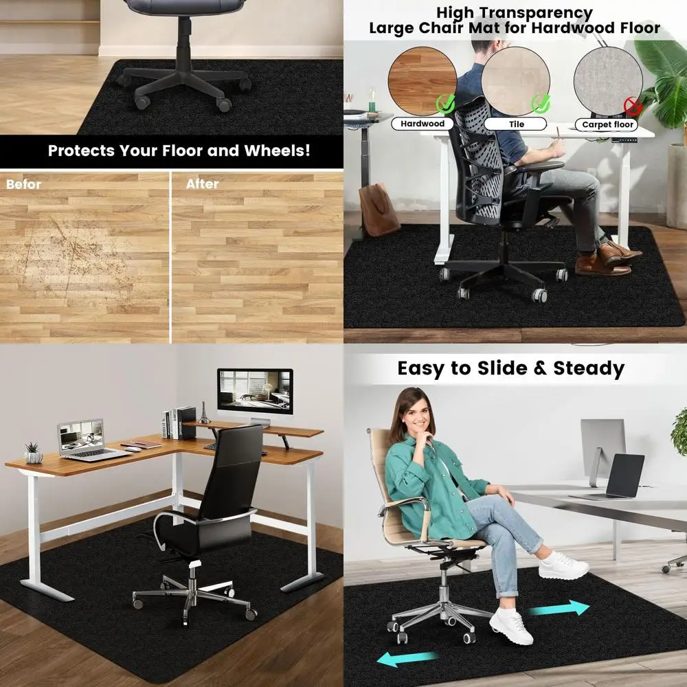 Extra Large 63x51 Black Chair Mat for Hardwood Floors, Anti-Slip, Heavy Duty, Ideal for L-Shape Desks and Gaming Chairs
Extra Large 63x51 Black Chair Mat for Hardwood Floors, Anti-Slip, Heavy Duty, Ideal for L-Shape Desks and Gaming Chairs