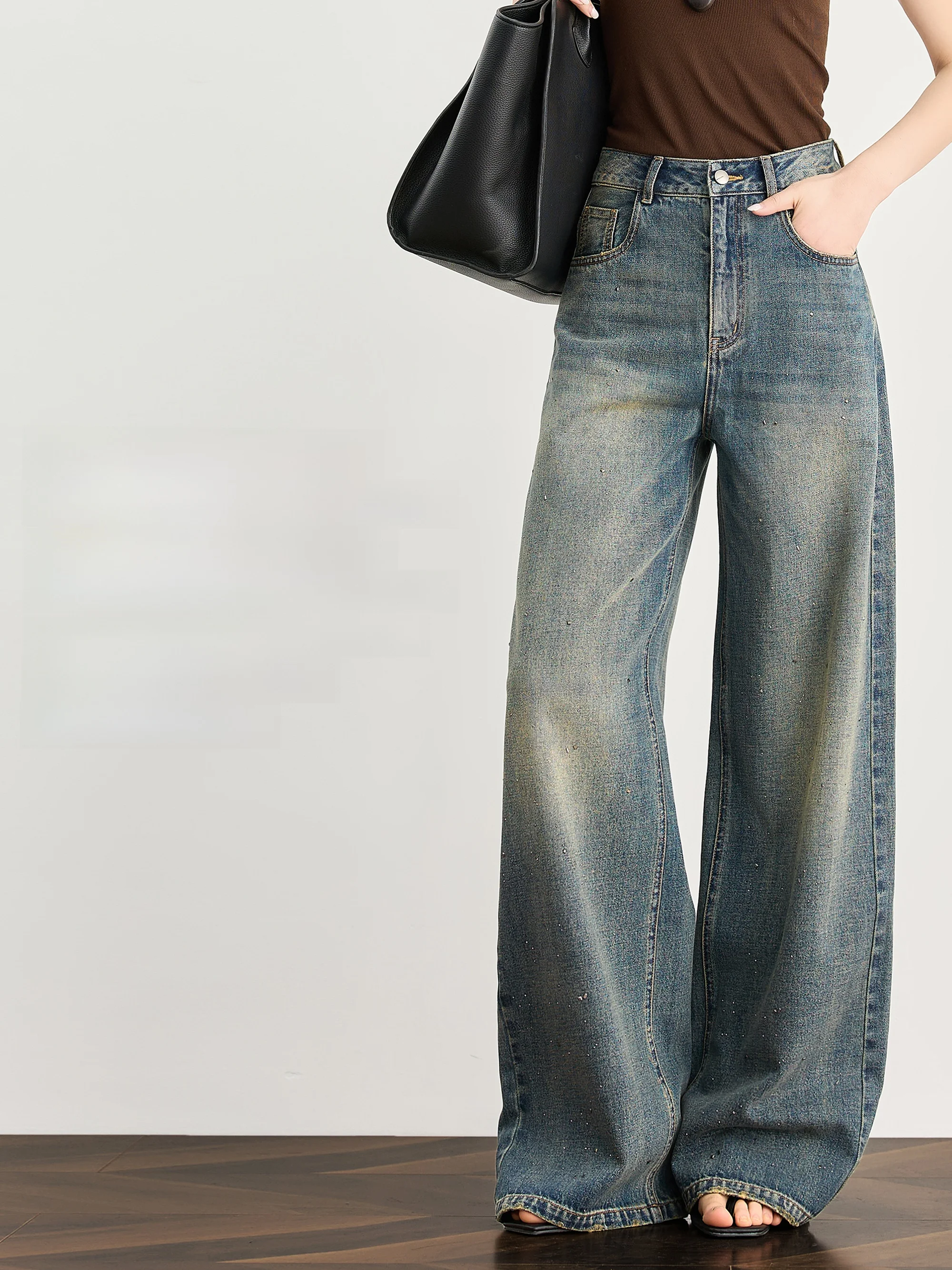 FAESSLIN Vintage Filter American High Waist Draped Diamond Wide Leg Jeans Casual Pants Women's Premium Denim Straight Cut
FAESSLIN Vintage Filter American High Waist Draped Diamond Wide Leg Jeans Casual Pants Women's Premium Denim Straight Cut