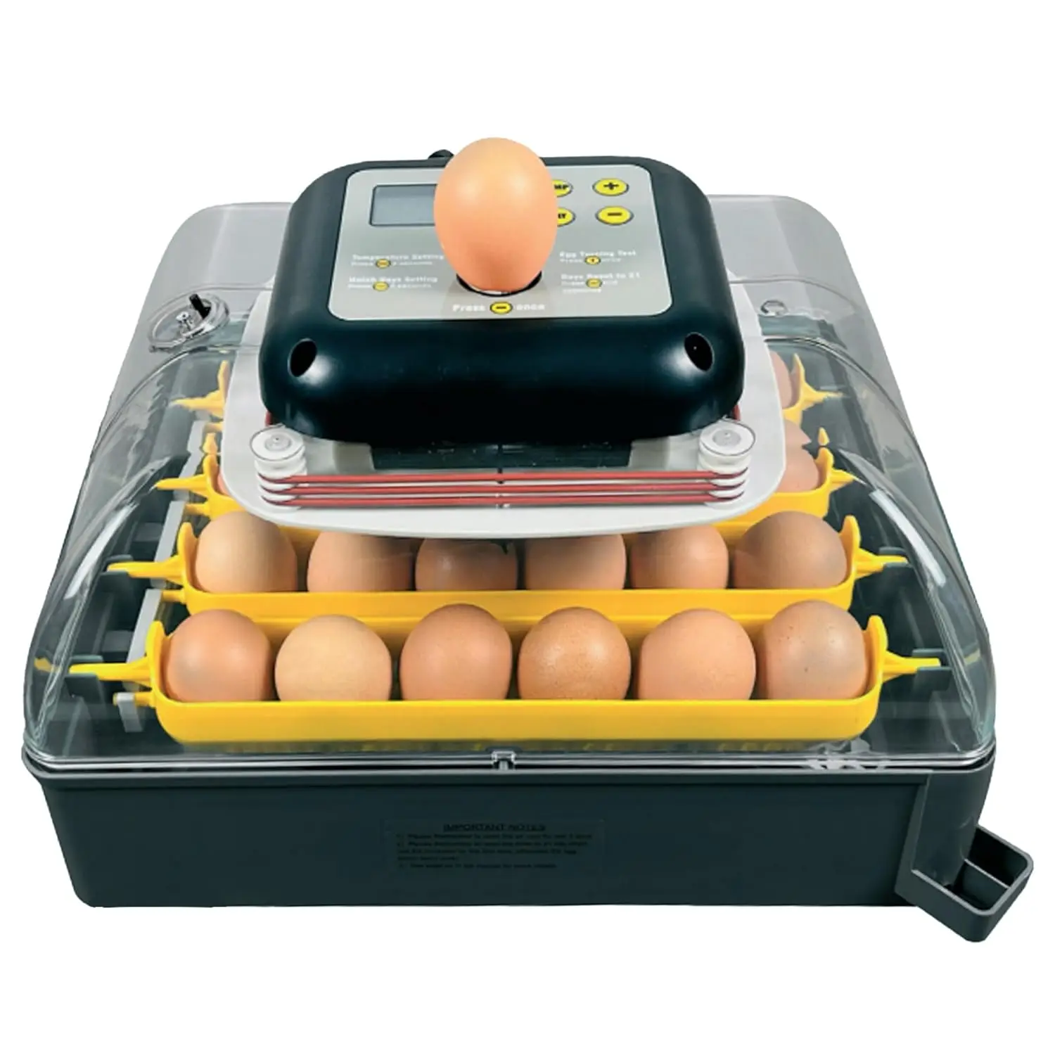 Humidity Display, Auto Turner & LED Candler | Hatches 24 Chicken Eggs, Fits Quail, Duck, Turkey, Goose
Humidity Display, Auto Turner & LED Candler | Hatches 24 Chicken Eggs, Fits Quail, Duck, Turkey, Goose