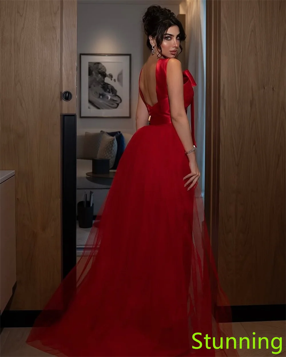 Customized Exquisite Red Satin Evening Dress V-Neck Cap Sleeve Sleeveless Celebrity Gowns Special Occasion Gowns Bow Delicate
Customized Exquisite Red Satin Evening Dress V-Neck Cap Sleeve Sleeveless Celebrity Gowns Special Occasion Gowns Bow Delicate