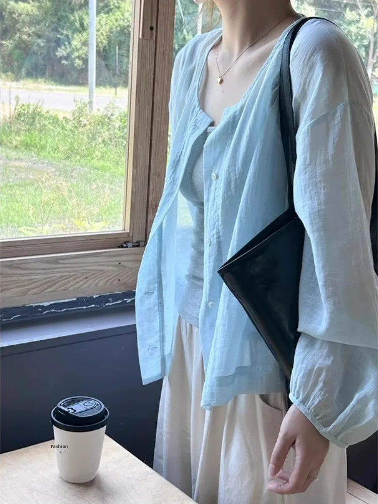 Light Blue ! Lightweight Open Cardigan round Ne Top Women's Summer Small Size Strap Outerwear Linen Blend Casual irt
Light Blue ! Lightweight Open Cardigan round Ne Top Women's Summer Small Size Strap Outerwear Linen Blend Casual irt