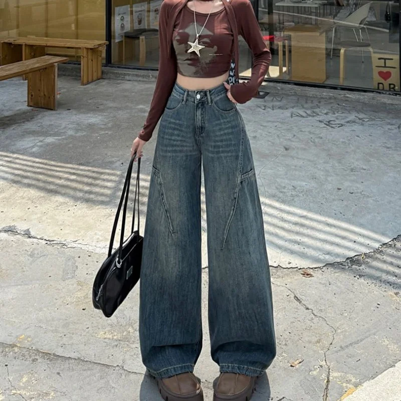 2026 New Female High Waist Baggy Jeans Girls Wide Leg Draped Sense Straight Leg Pants Lady Chic Fashion Blue Denim Trousers
2026 New Female High Waist Baggy Jeans Girls Wide Leg Draped Sense Straight Leg Pants Lady Chic Fashion Blue Denim Trousers