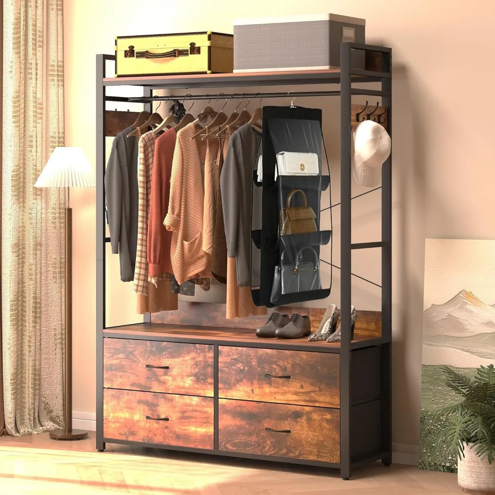 Clothes Rack with Drawers,Garment Rack with Shelves and Hanging Rod,Industrial Clothing Rack with bag storage,Freestanding Close
Clothes Rack with Drawers,Garment Rack with Shelves and Hanging Rod,Industrial Clothing Rack with bag storage,Freestanding Close
