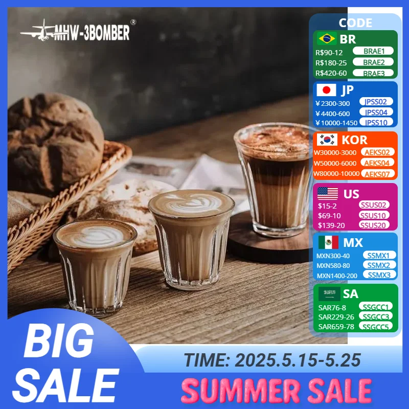 MHW-3BOMBER 90-400ml Glass Coffee Cup Clear Drinking Glasses for Latte Cappuccino Tea Beer Espresso Mug Chic Drinking Glassware
MHW-3BOMBER 90-400ml Glass Coffee Cup Clear Drinking Glasses for Latte Cappuccino Tea Beer Espresso Mug Chic Drinking Glassware